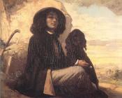 Self Portrait( Courbet with a Black Dog) - 古斯塔夫·库尔贝